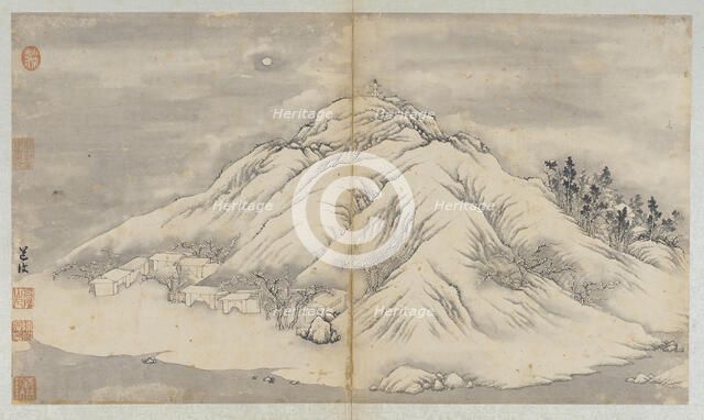 Winter landscape: a moon-lit hill and buildings, Qing dynasty, 18th century. Creator: Unknown.