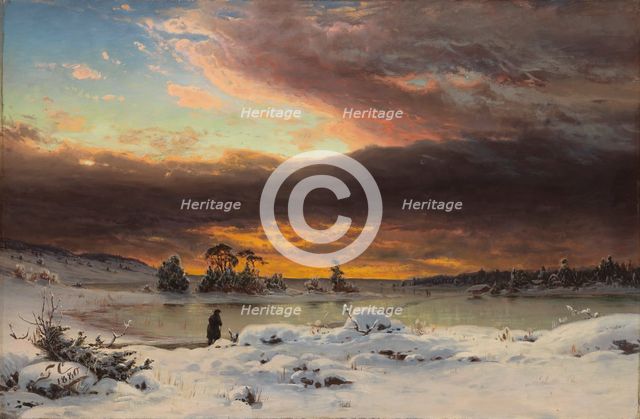 Winter landscape, after the sun has set, 1880. Creator: Fanny Churberg.