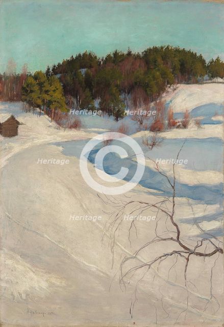 Winter landscape at Myllykylä, 1896. Creator: Halonen, Pekka (1865-1933).