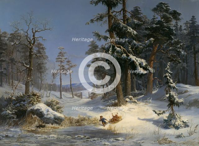 Winter Landscape from Queen Christina's Road in Djurgården, Stockholm, 1866. Creator: Charles XV, King of Sweden.