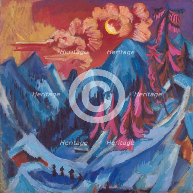 Winter Landscape in Moonlight, 1919. Creator: Ernst Kirchner.