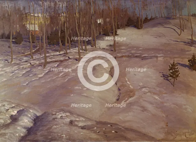 Winter Landscape. (March Evening), c. 1900. Artist: Purvitis, Vilhelms (1872-1945)