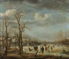 Winter Landscape near a Town with Bare Trees, c.1650-c.1655. Creator: Aert van der Neer