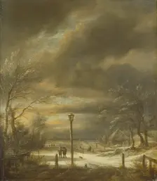 Winter Landscape near Haarlem with a Lamppost, c1670-1680. Creator: Jacob van Ruisdael