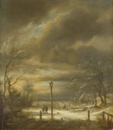 Winter Landscape near Haarlem with a Lamppost, c1670-1680. Creator: Jacob van Ruisdael