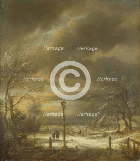 Winter Landscape near Haarlem with a Lamppost, c1670-1680. Creator: Jacob van Ruisdael.
