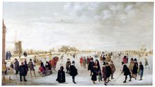 Winter landscape on the River Ijsel near Kampen c1615. Artist: Hendrick Avercamp
