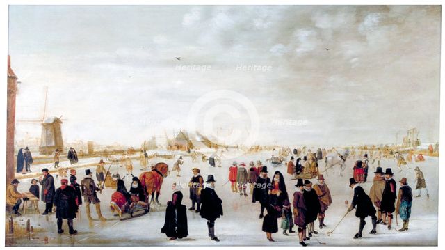 'Winter landscape on the River Ijsel near Kampen', c1615.                          Artist: Hendrick Avercamp