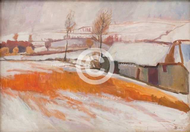 Winter Landscape. Over Kærby Hill., 1917. Creator: Fritz Syberg.