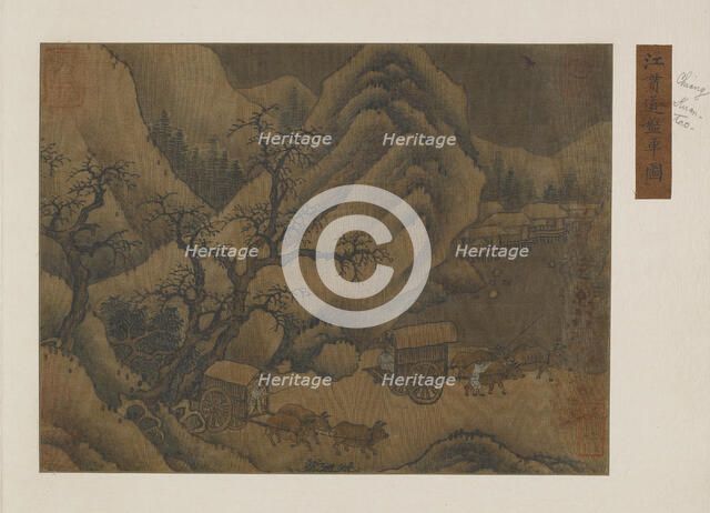 Winter landscape: ox-carts on the road, Possibly Ming dynasty, 1368-1644. Creator: Unknown.