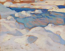 Winter landscape, rapids, early-mid 20th century. Creator: Eero Snellman