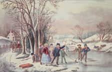 Winter Pastime, pub. 1855, Currier & Ives (Colour Lithograph)