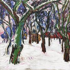 Winter picture with farmhouses, 1912. Creator: Böckstiegel, Peter August (1889-1951)