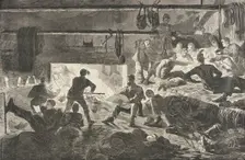 Winter Quarters in Camp - The Inside of a Hut, 1863. Creator: Unknown
