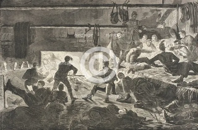 Winter Quarters in Camp - The Inside of a Hut, 1863. Creator: Unknown.