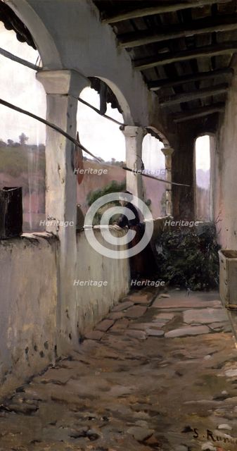  'Winter rain' oil by Santiago Rusiñol.
