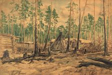 Winter road - Chekhlomeev yurts, 1928. Creator: Dmitrii Innokent'evich Karatanov