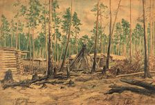 Winter road - Chekhlomeev yurts, 1928. Creator: Dmitrii Innokent'evich Karatanov