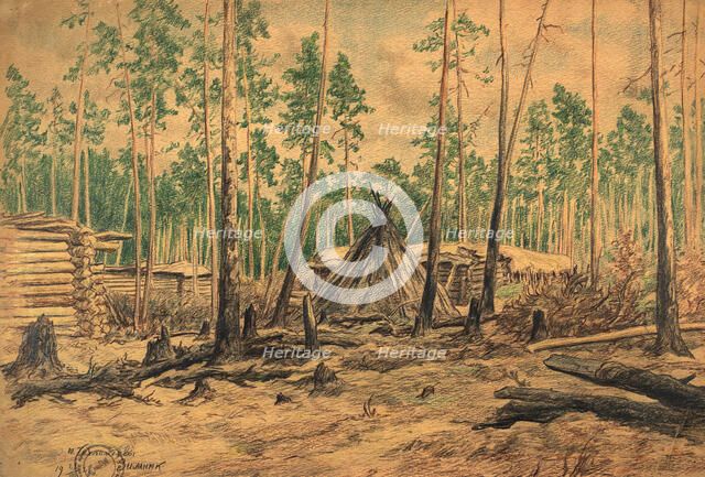 Winter road - Chekhlomeev yurts, 1928. Creator: Dmitrii Innokent'evich Karatanov.