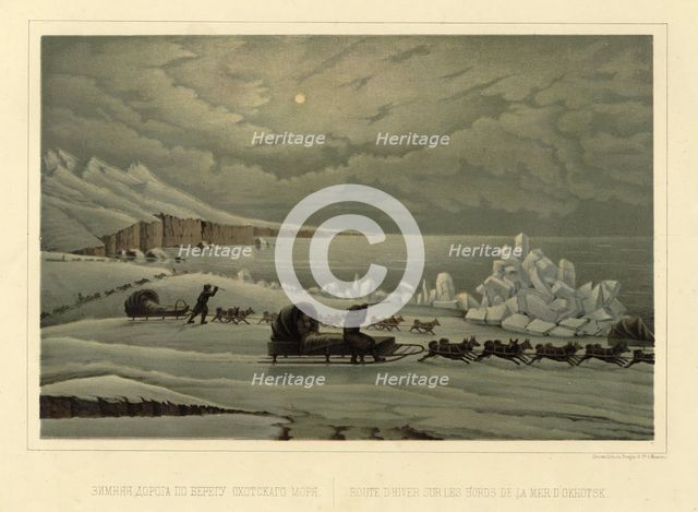 Winter Road Along the Shore of the Sea of Okhotsk, 1856. Creator: Ivan Dem'ianovich Bulychev.