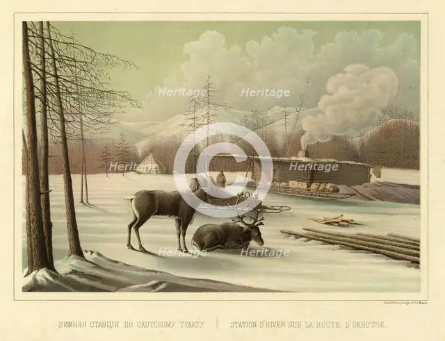 Winter Station on the Route to Okhotsk, 1856. Creator: Ivan Dem'ianovich Bulychev.