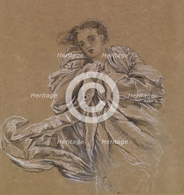 Winter - Study of Flying Drapery, 1866-67. Creator: Sir Edward Coley Burne-Jones.