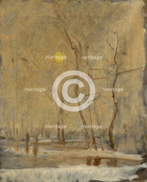 Winter Sun in a Landscape with a Brook. Motif from Strázky, 1900-1910. Creator: Ladislav Mednyanszky.