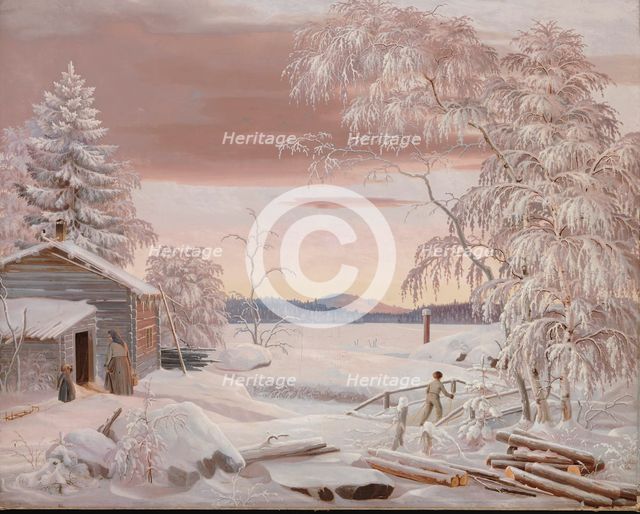 Winter Sunset in Savo Province, 1848. Creator: Ferdinand von Wright.