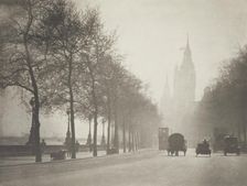 Winter sunshine, Victoria embankment. From the album: Photograph album - London, 1920s. Creator: Harry Moult