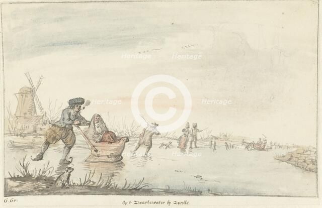 Winter scene on the Black Water near Zwolle, 1661-1693. Creator: Gerrit Grasdorp.