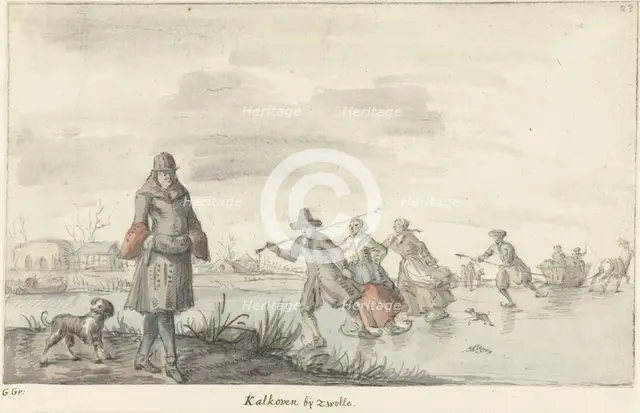 Winter scene at De Kalkoven in Zwolle, 1661-1693. Creator: Gerrit Grasdorp.