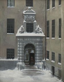 Winter Scene from the Present Foreign Office, Stockholm, mid 19th century. Creator: Karl Stefan Bennet