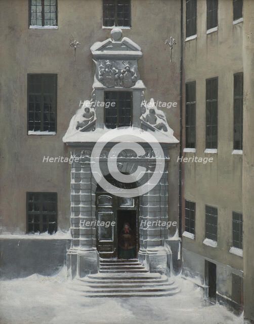 Winter Scene from the Present Foreign Office, Stockholm, mid 19th century. Creator: Karl Stefan Bennet.