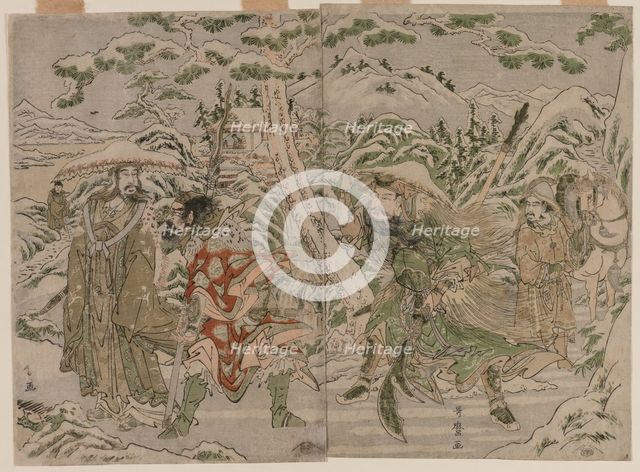 Winter Scene from the Romance of the Three Kingdoms, c. 1790. Creator: Kitagawa Utamaro (Japanese, 1753?-1806).