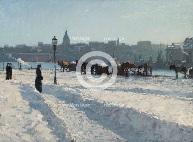 Winter Scene from the Stockholm Waterfront , 1899. Creator: Alfred Bergström.