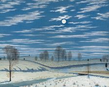 Winter Scene in Moonlight, 1869. Creator: Henry Farrer