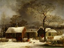 Winter Scene in New Haven, Connecticut, ca. 1858. Creator: George Henry Durrie