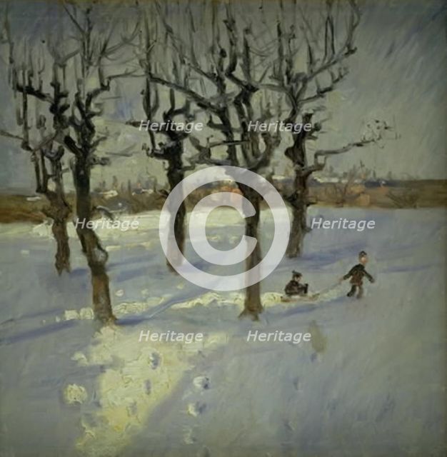 Winter Scene in a Suburb of Copenhagen, 1889-1899. Creator: Fridolin Johansen.