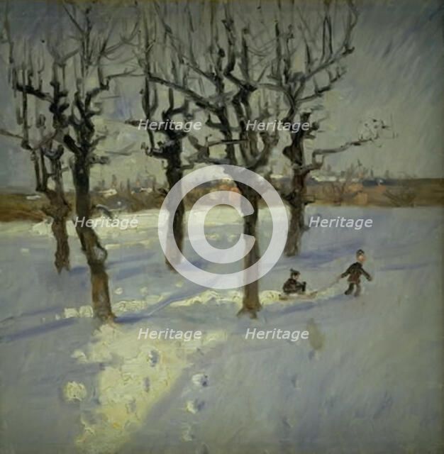 Winter Scene in a Suburb of Copenhagen, 1889-1899. Creator: Fridolin Johansen.
