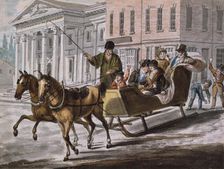 Winter Scene in Philadelphia—The Bank of the United States in the Background, 1811-ca. 1813. Creator: Attributed to John Lewis Krimmel (1786-1821)