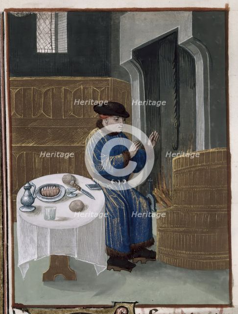 Winter scene indoors, 1473-1483?  Creator: Unknown.