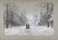 Winter Scene with Two Men, 1830-90. Creator: Eugene Ciceri
