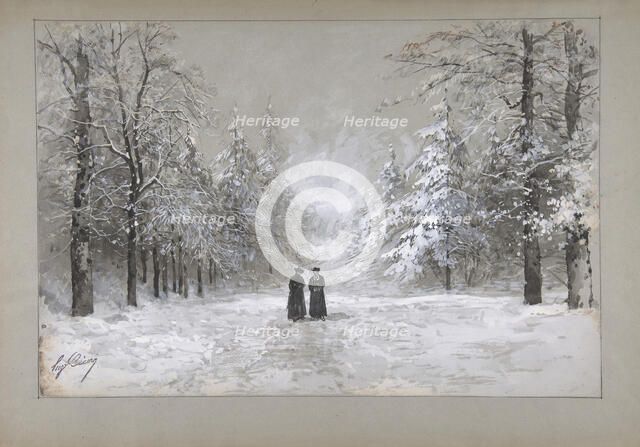 Winter Scene with Two Men, 1830-90. Creator: Eugene Ciceri.