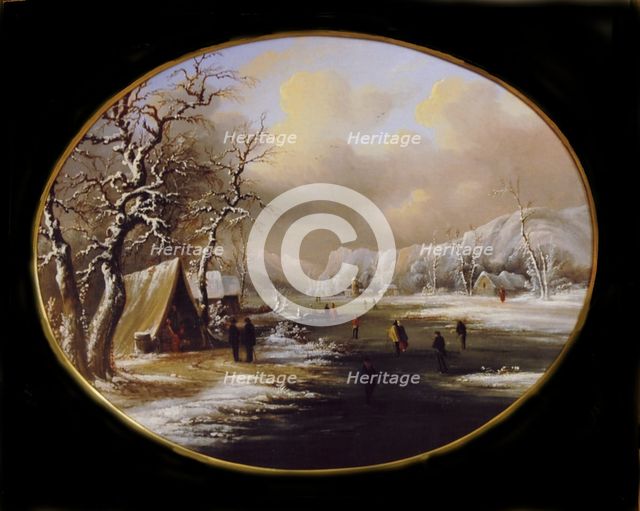 Winter Skating in New Jersey, ca. 1847. Creator: Regis Francois Gignoux.