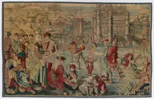 Winter: Skating Scene (From Set of Four Seasons), late 1600s - early 1700s. Creator: Gobelins (French)