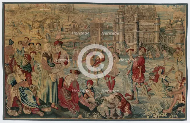 Winter: Skating Scene (From Set of Four Seasons), late 1600s - early 1700s. Creator: Gobelins (French).