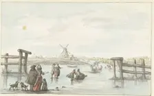 Winter view at Zwarte Water (Black Water) near Zwolle (?), 1661-1693. Creator: Gerrit Grasdorp
