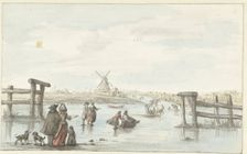 Winter view at Zwarte Water (Black Water) near Zwolle (?), 1661-1693. Creator: Gerrit Grasdorp