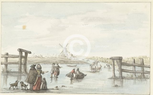 Winter view at Zwarte Water (Black Water) near Zwolle (?), 1661-1693. Creator: Gerrit Grasdorp.