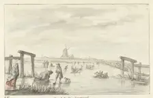 Winter view in Boom, from Zwarte Water near Zwolle, 1661-1693. Creator: Gerrit Grasdorp